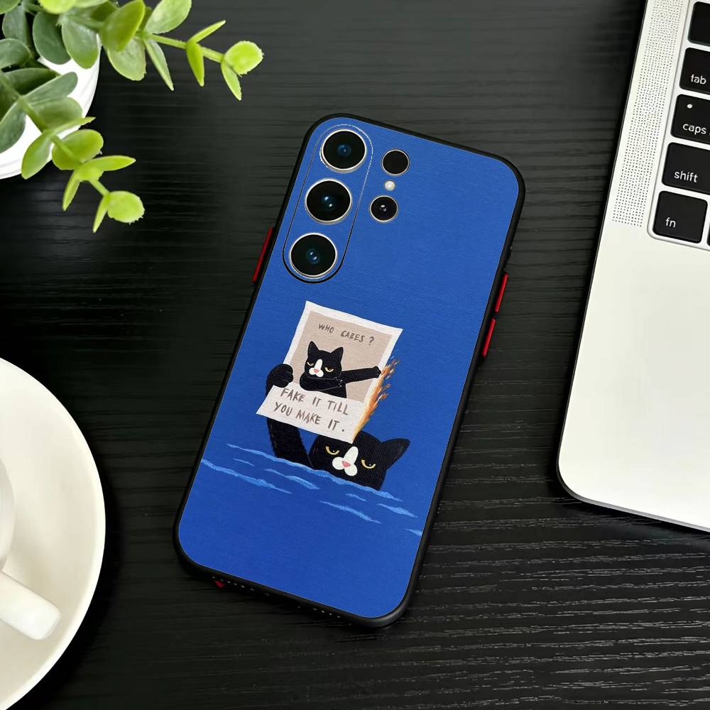 Черный причудливый кот Чехол для телефона для Samsung S26, S25, S24, S23, S22, S21, S20, Plus, Fe, Lite, Другие Черная крышка