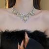 Geometric Crystal Choker Water Drop Women Clavicle Chain Retro Rhinestone Necklace  Ladies