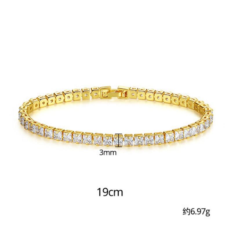 Elegant Zircon Tennis Bracelet Women Minimalist Geometric Design Electroplated Copper 17cm 19cm Lengths INS Style Luxury