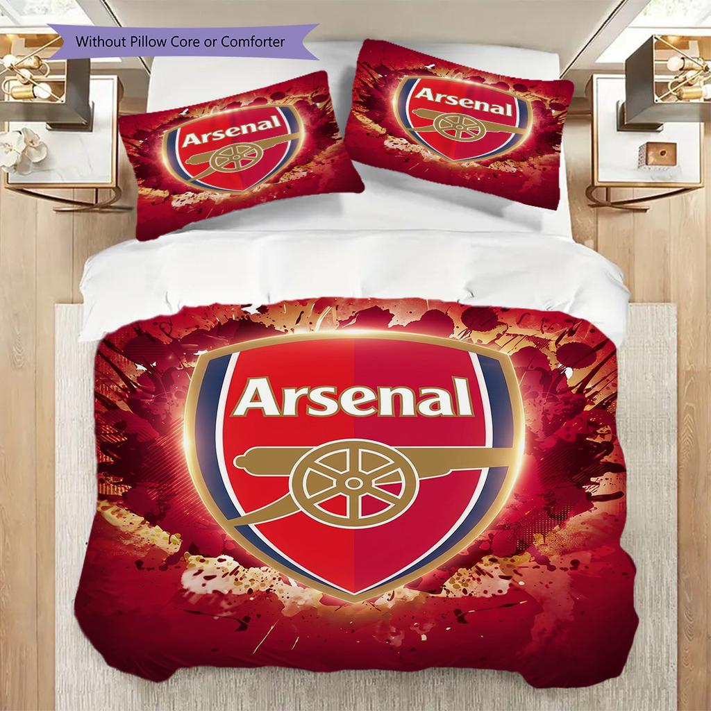"Arsenal Emblem Golden Texture" Three-piece set (1 * duvet cover + 2 * pillowcase, without core) 2DFlat Duvet cover and pillowcase Bedding set