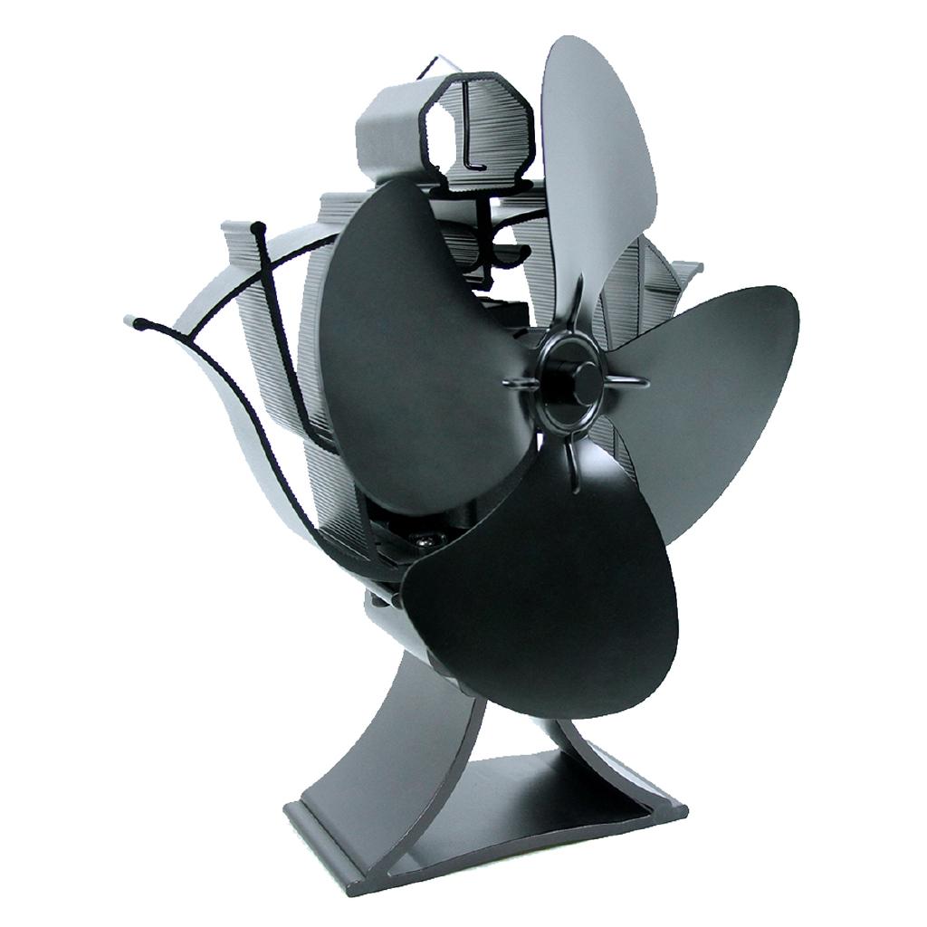 4Blade Stove Fan Fireplace Fan Swing Head Heat Powered Wood Burner Efficient Eco-friendly Home Heat Distribution Black New