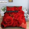3D Rose Flower Bedding Set 3D Print Duvet Cover Quilt Cover with Zipper Queen Double Polyester Comforter Cover Valentine Gifts