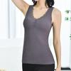 Winter Women Thermal Vest with Chest Pads Seamless Lace V Neck Fast
