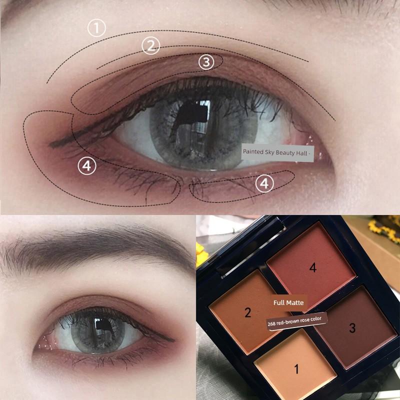 Instagram Super Fire Matt Four-Color Earth Brown Brick Eye Shadow