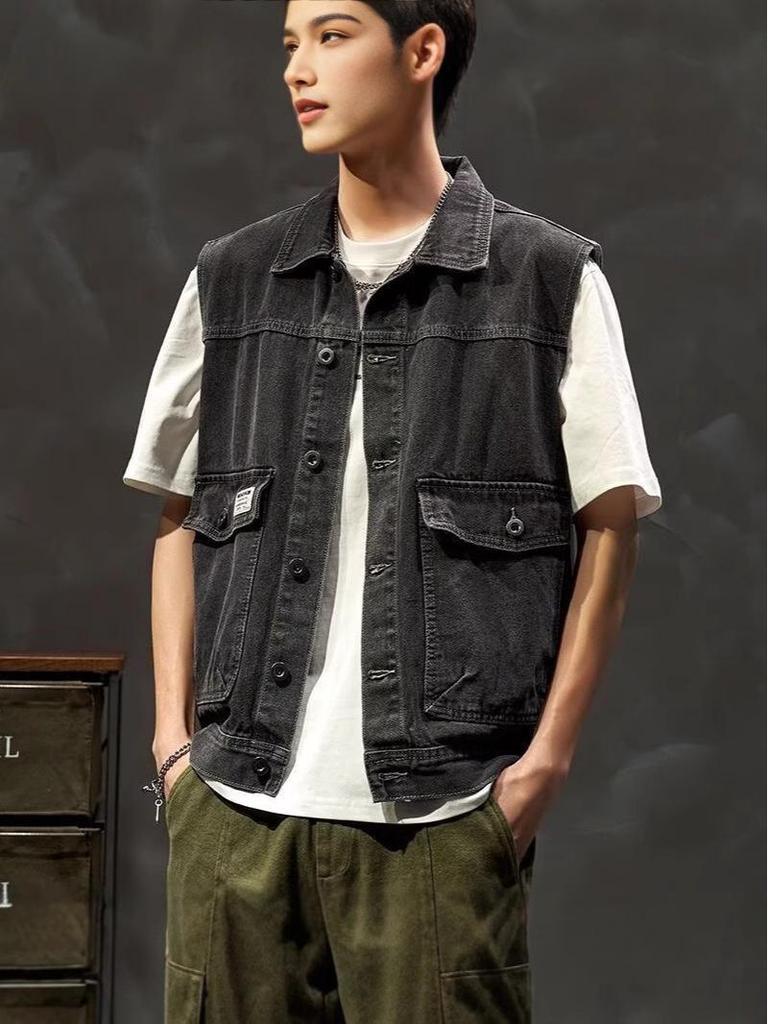 Мужской джинсовый жилет свободного кроя - Коллекция Весна 2025, XL