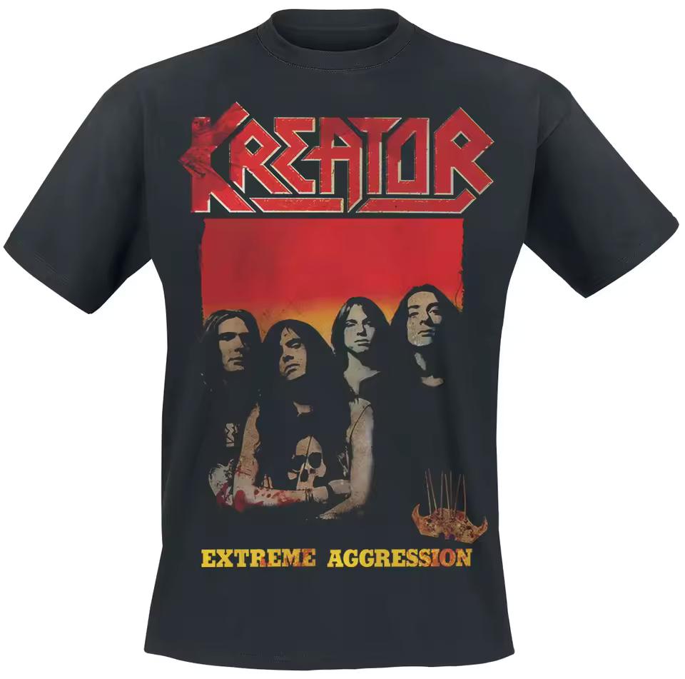 Kreator Extreme Aggression Tee, Official Thrash Metal Band Shirt with Vintage Band Photo Print