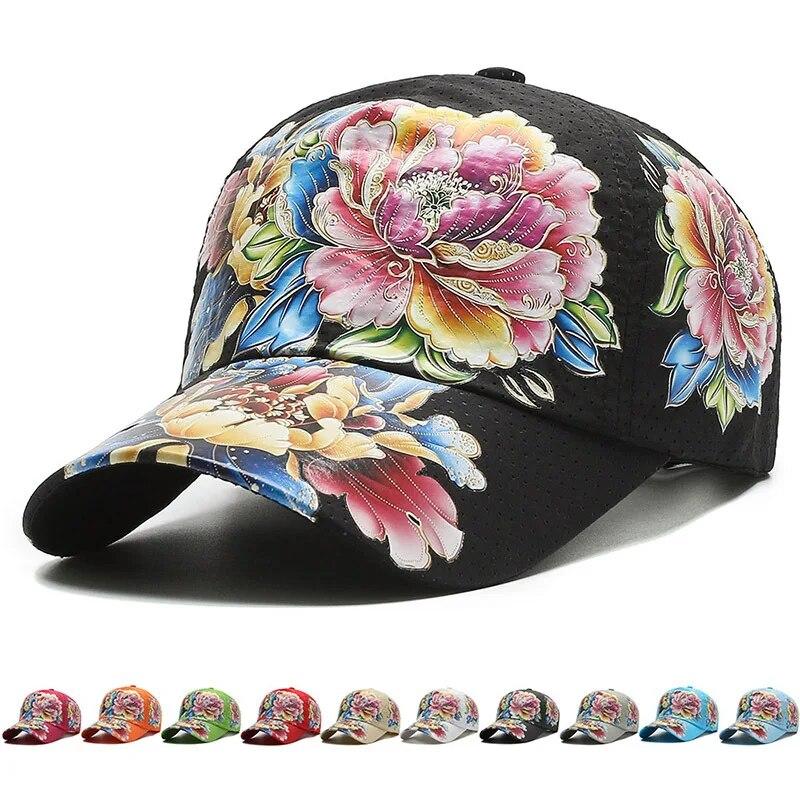 Summer Quick Dry Baseball Cap Men's And Women's Flower Sun Hats Printed Chinese Style Floral Sun Hats Outdoor Hats