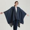 Reversible Cashmere-Feel Women's Poncho Shawl for Spring and Autumn