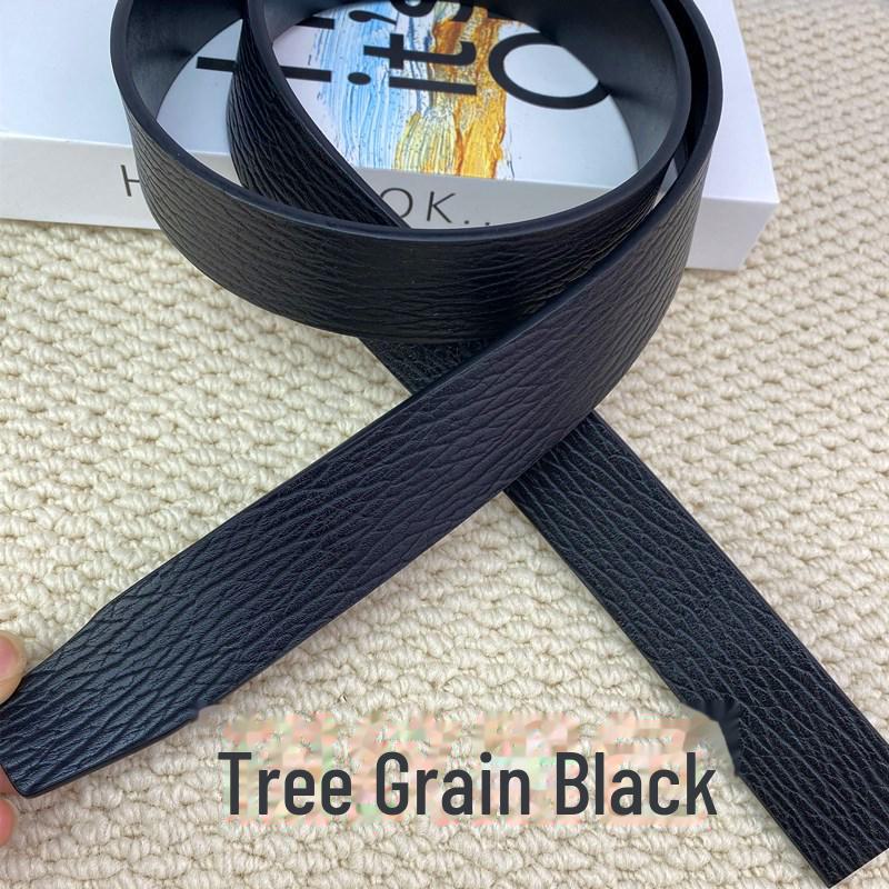 Men's Leather Automatic Buckle Belt with Headless, Buckleless Cowhide Strip and Vegetable-Tanned Card Slot