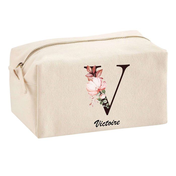 Trousse multifonction Victoire Lettre Fleur Cadeau Anniversaire Noël Idée Personnalisé Rentrée | Trousse Scolaire Fournitures Bureau