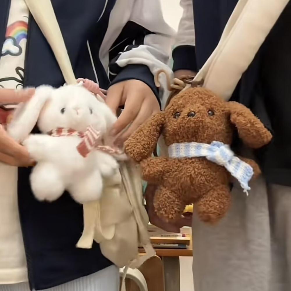 Induction Rhythm Piano Teddy Dog Keychain Plush Doll Ear Touch Sound Music Toys Lop-eared Rabbitcouples Pendant