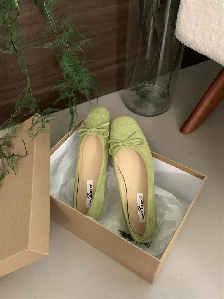 Fashion 6 Colors Women Faux Suede Bowtie Ballets Shoes Ladies Dress Slip On Flats Loafers Female Soft Soled Moccasines Pig Toe Ballerina