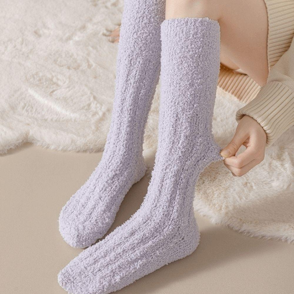 Thick Winter Sock Solid Color Women Stockings New Coral Fleece Stocking Women