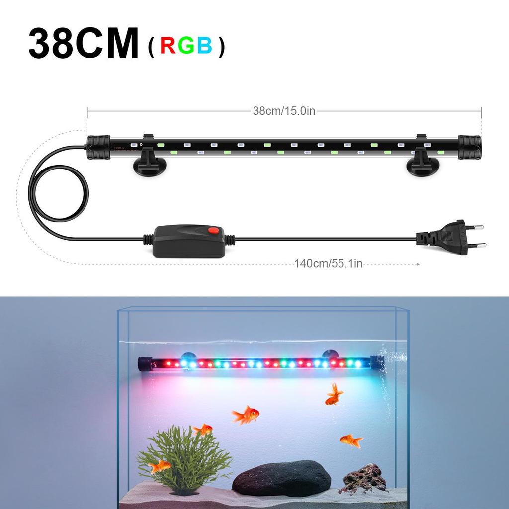 Aquarium LED Bar Light Waterproof Fish Tank Light 18/22/38/48 CM Underwater Aquario Lamp Aquariums Decor Lighting 220V EU Power