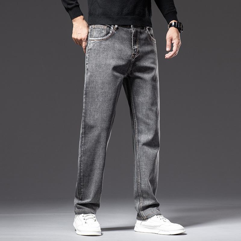 Мужские джинсы мужские свободные удобные широкие спортивные прямые эластичные повседневные большие размеры модели на все времена года длинные брюки