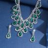 Shining Necklace Earrings Set Clavicle Chain Women Jewelry Set Inlay Rhinestone Jewelry Set  Women