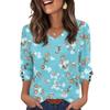 Women's Fashionable And Casual Floral V-neck Top