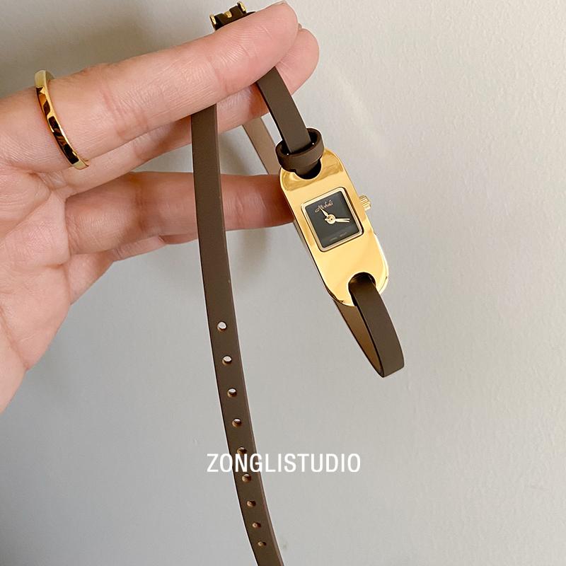 Watches for women twine long strap Watch women vintage leather thin strap waterproof quartz luxury women's watch reloj mujer
