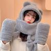 Hat Scarves Cashmere Warm Winter Scarf Pockets Glovers All In One Women Fashion Shawls Cat Ear Cute Kawaii Winter Scarfs