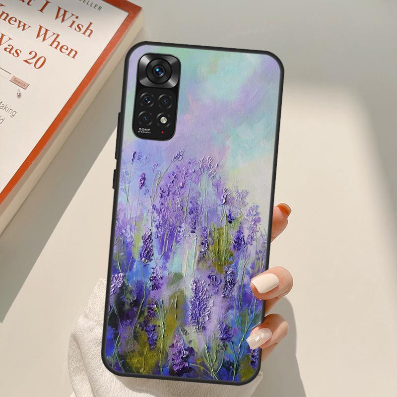 Чехол с цветком лавандового цвета для Xiaomi Redmi Note 11 10 9 8 Pro Note 11S 10S 9S 8T K50 K40 9A 9C 10A 10C