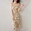 French Style Floral Suspender Dress