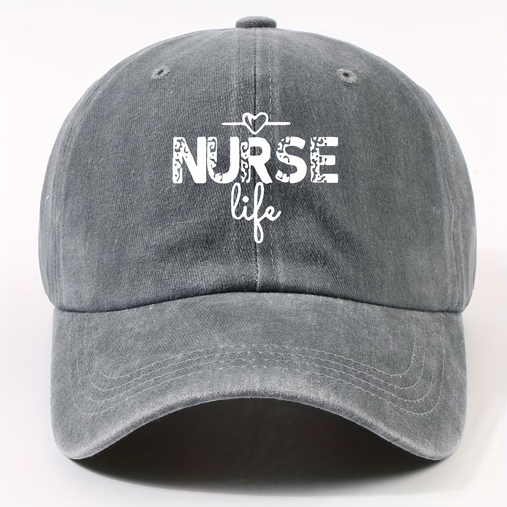 1 Fashionable Duckbill Cap 1 Trendy Unisex Adjustable Brim Duckbill Cap NURSE Lettering Washed Fashionable Baseball Cap