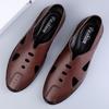 Mens Casual Luxury Sandals Men Genuine Leather Classic Boat Shoes Loafers Shoes Hollow Out Breathable Summer Slides Top Quality