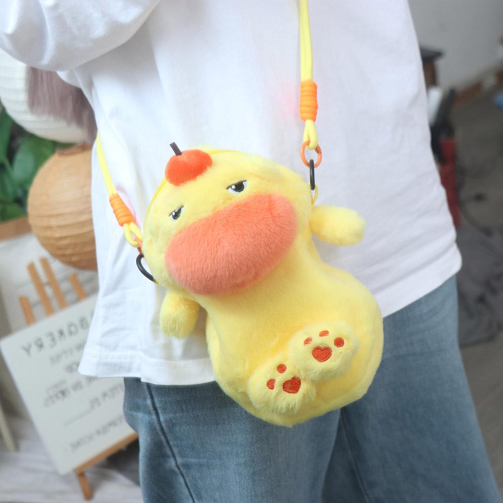 Persimmon Capybara Plush Crossbody Bag Phone Pouch Cartoon Plush Shoulder Bag Stationery