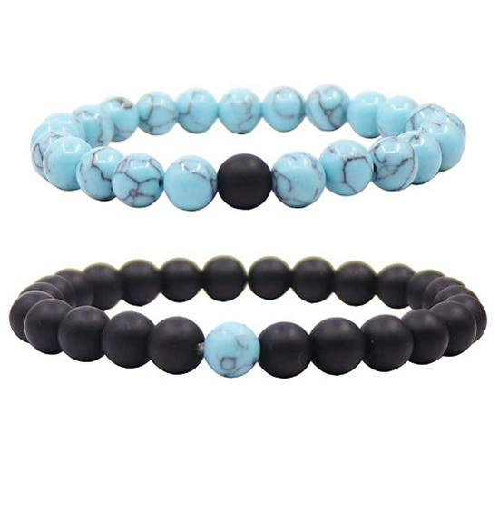 Матовые браслеты для пары из камней Тигровый глаз и Агат - Бусины 8 мм, Студенческий стиль