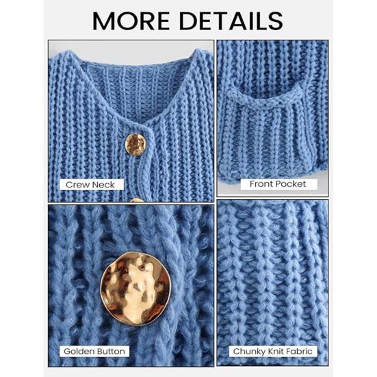 Вязаный укороченный кардиган, свитер с V-образным вырезом, длинным рукавом, на пуговицах, свободный крой, свитер, пальто с карманами, однотонный трикотаж