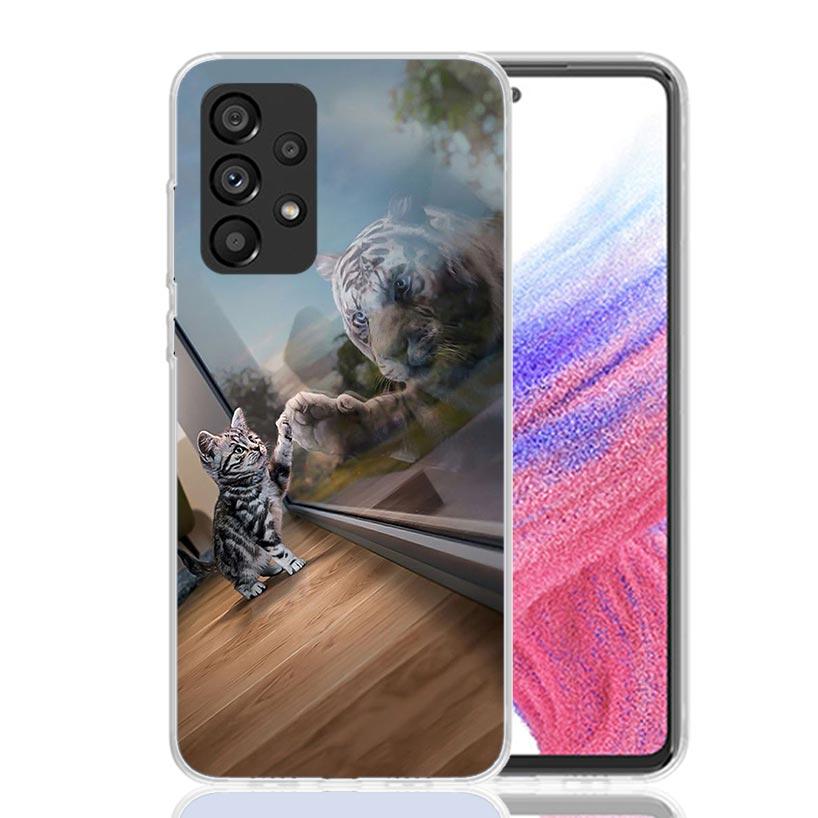 Крутой чехол для телефона с изображением большого кота-тигра для Samsung Galaxy A13 A14 A15 A16 A17 A53 A54 A55 A56 A33 A34 A35 A36 A23 A24 A25 A26 A05S