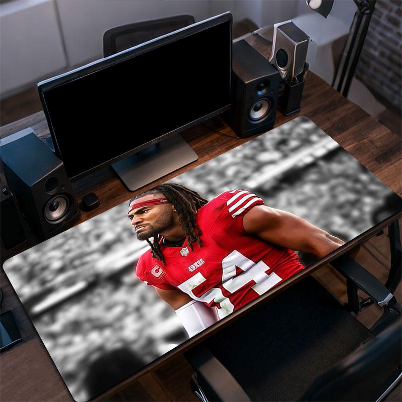 Fred Warner Mouse Pad, Large Gaming Desk Mat, Non-slip XXL Mousepad for Laptop & Tablet, Mini PC Playmat with Stitched Edges