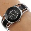 Women's Fashion Open Metal Band Quartz Analog Round Dial Bracelet Wrist Watch Trinket