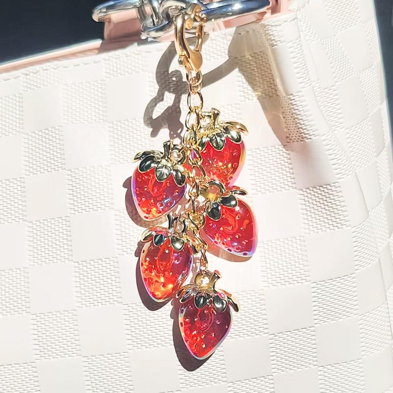 Bag Charm Pink Strawberry Bag Charm Pendants For Bags Hanging Fashionable Women's Accessories Gift Decor