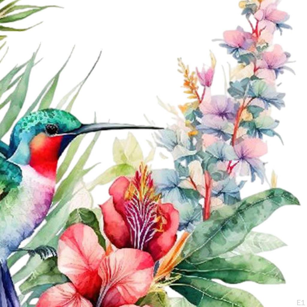 Bird Flowers Window Sticker,Door Decal,PVC Glass Cling Wall Decoration for Kitchen