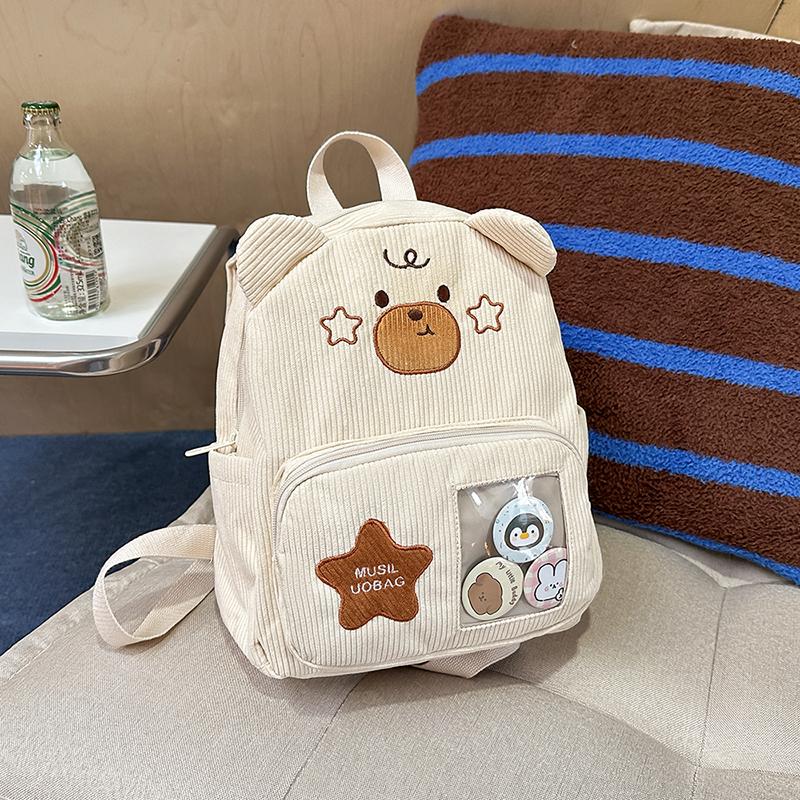 Мультяшный медведь детский сад школьный рюкзак вельветовый рюкзак для учеников начальной школы