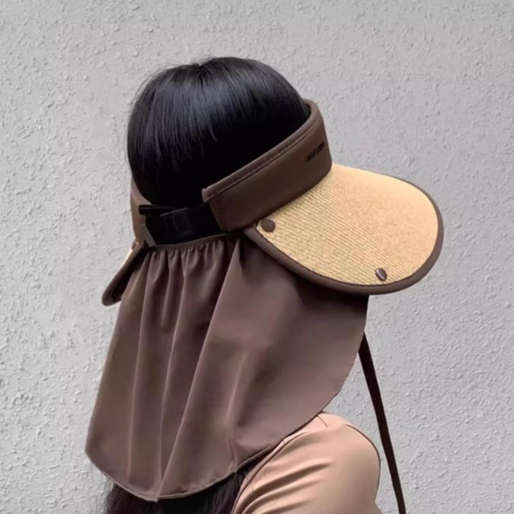 New Design Detachable Shawl Sunshade Hat Foldable Adjustable Straw Cap Wide Brim UPF 50+ Empty Top Sun Hat Outdoor