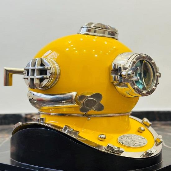 Морской водолазный шлем Отделка желтым покрытием Глубоководные водолазы Морской морской декор Водолазный шлем для дайвинга Лучший подарочный предмет