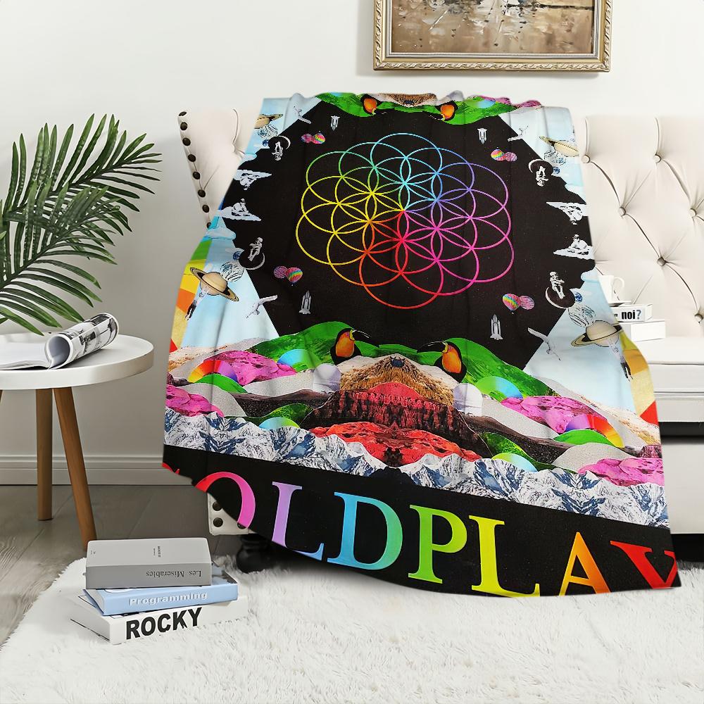 Band C-Coldplay Moon Music Blanket Plush Nap Sofa rug for Living Room Warm Office Bedroom Birthday Home Travel Kid Gifts