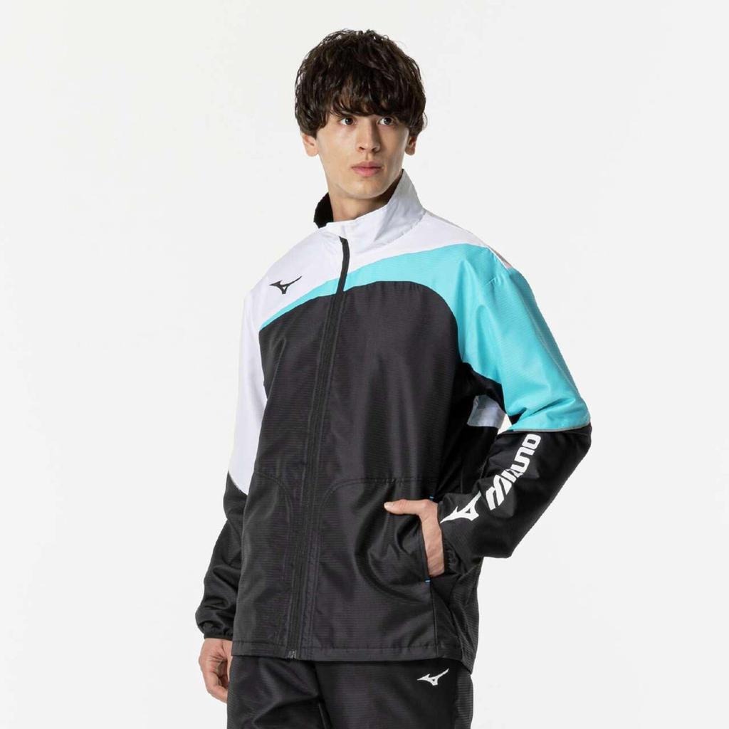 Tennis Wear Active Warmer Jacket Water Repellent Heat Retention Fleece Lining 62JEB502 Black X Blue Atoll [Mizuno]