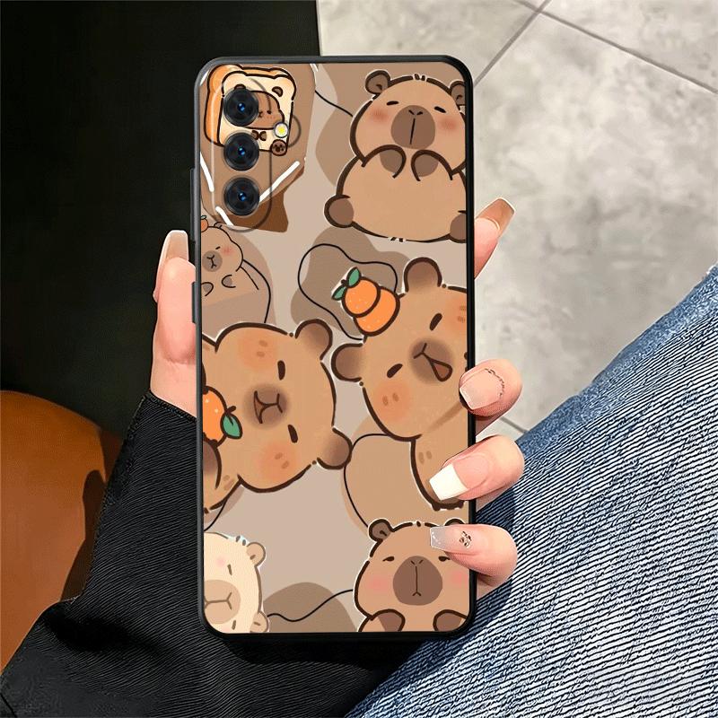Забавный Капибара Мультяшный Милый Мягкий Чехол для Телефона для Samsung A17 A37 A57 A16 A26 A36 A56 A15 A25 A35 A55 A14 A24 A34 A54 A13 A23 A33