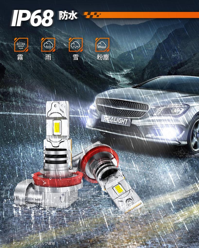SEALIGHT Fog Lamp H11H8LED Fog LED Fog Light Bulb IP68 Waterproof 6500K Built-in Canceller High Brightness White CSP7035 Chip 12V Vehicle Inspect