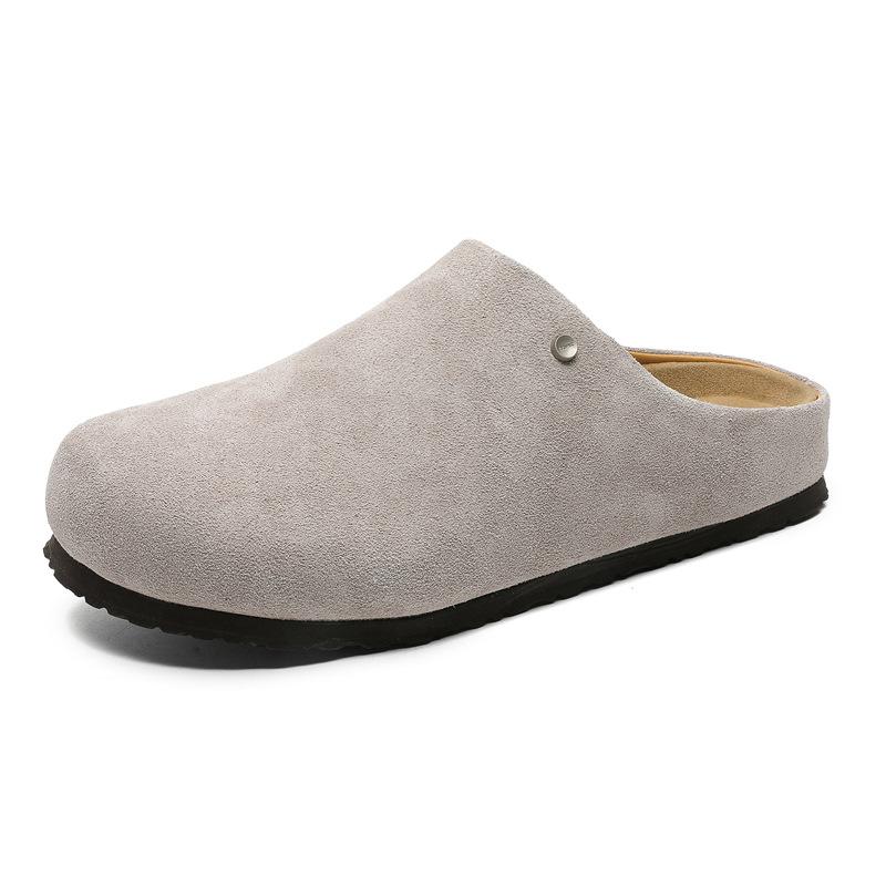 2025 новая нишевая кожаная круглая голова ретро одна педаль ленивая сумка голова полу-тапочки Мюли мужские 45370-X