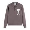 AMI New Polo Collar Knitted Sweater Jacquard Love Couple Woolen Sweater