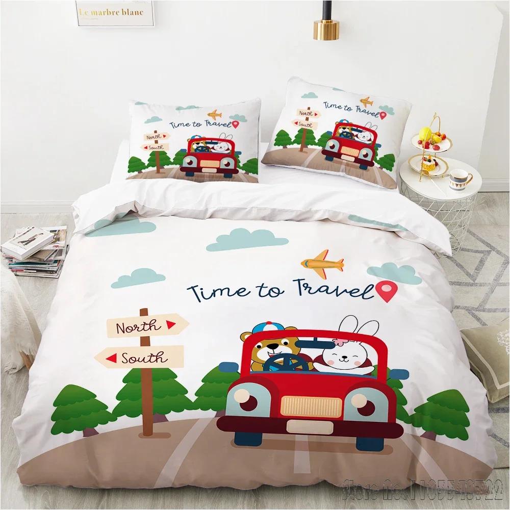 Cartoon Fast Speed Car King  Duvet Cover Set HD Comforter Cover for Kids Bedding Sets Bedclothes Bedroom Decor