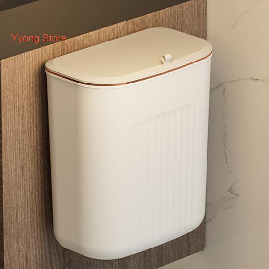 Enlarge Caliber Hanging Trash Bin with Lid Punching Free Strong Load-bearing Kitchen Large Capacity Wall Mounted Garbage Can Household Products