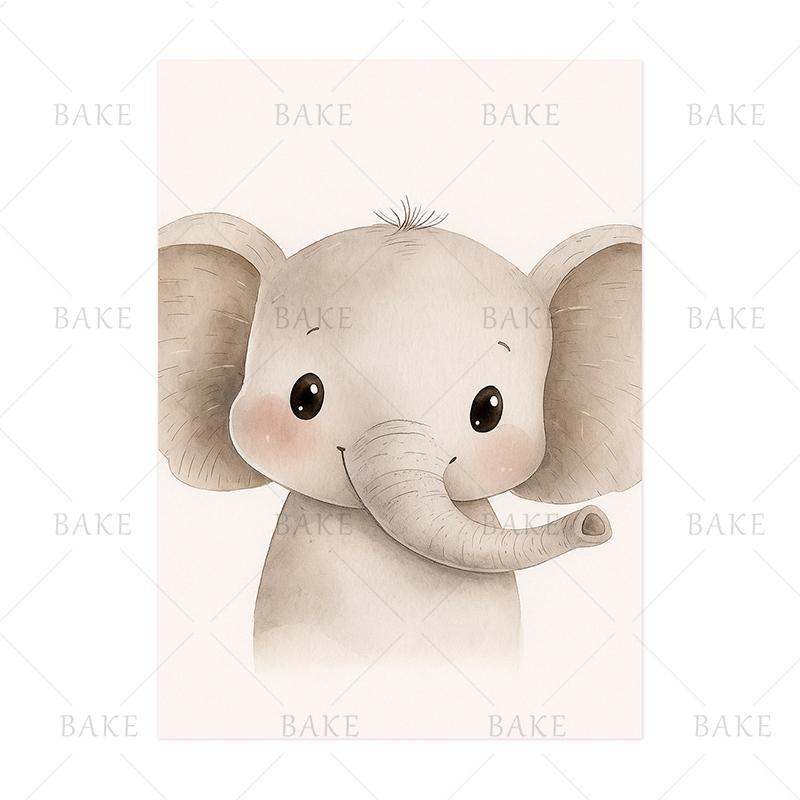 Cute Jungle Lion Giraffe Elephant Monkey Tiger Zebra Animal Wall Art Print Canvas Safari Nursery Posters for Kids Room Decor