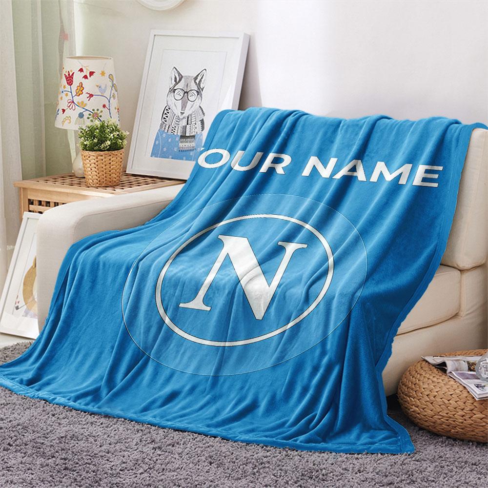 Custom Name,SSC Napoli Printed Flannel Blanket, soft throw for bedroom sofa, washable, Christmas present, great gift.
