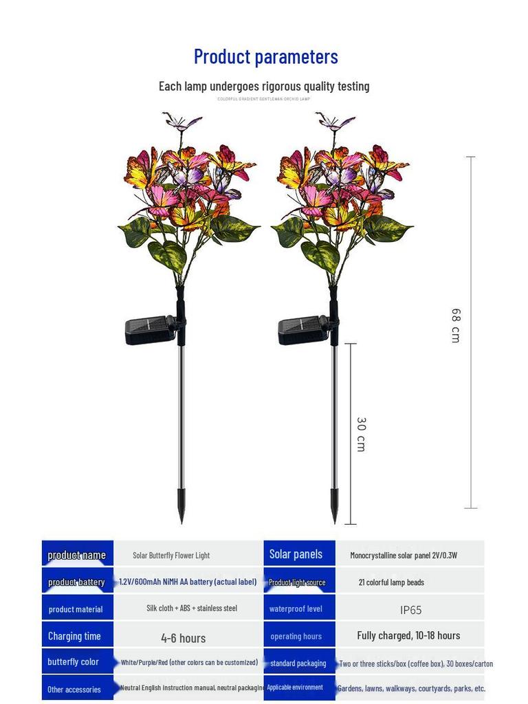 Солнечный светодиодный садовый светильник в виде бабочки и цветка, уличная декоративная лампа