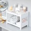 1/2 шт. Настольная двухъярусная пластиковая полка для хранения, Органайзер для канцелярских товаров и косметики, Полка для хранения на кухне и в ванной